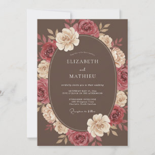 Invitación Boda de Flor Opulenta Marrón