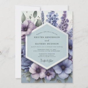 Invitación Boda de Flor Pastoral de Periwinkle