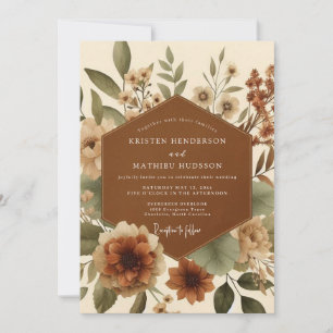 Invitación Boda de Flor Pastoral de Terracota