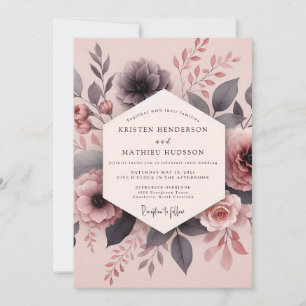 Invitación Boda de Flor Polvorienta Malva Brumosa
