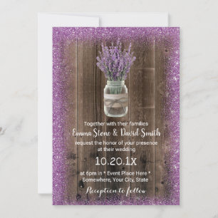 Invitación Boda de Flor Púrpura Mason Jar