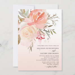 Invitación Boda de flor rosa Rubor color agua