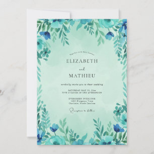 Invitación Boda de flor silvestre acuática espuma de mar