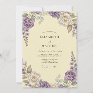 Invitación Boda de flor silvestre amarilla lila