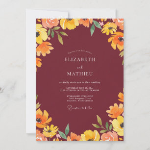 Invitación Boda de Flor Silvestre Ámbar Granate