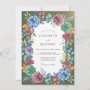 Invitación Boda de flor silvestre ámbar magenta