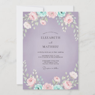 Invitación Boda de flor silvestre aqua lila