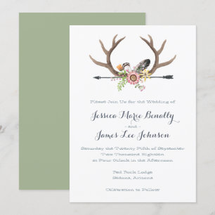 Invitación Boda de Flor silvestre Arrow y Antlers