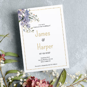 Invitación Boda de flor silvestre azul de lavanda