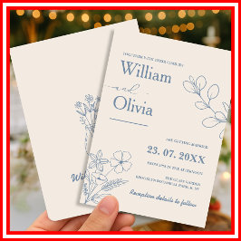 Invitación Boda de Flor Silvestre Azul Polvoriento
