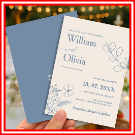 Invitación Boda de Flor Silvestre Azul Polvoriento