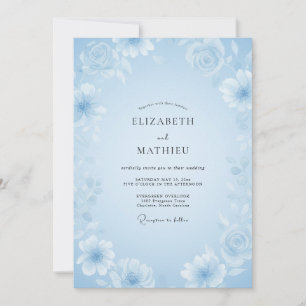 Invitación Boda de Flor Silvestre Azure Hielo