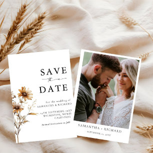 Invitación Boda de Flor Silvestre Blanca y Negra Salva La Fec