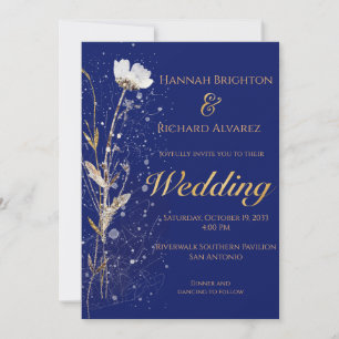 Invitación Boda de Flor Silvestre Bohemia Azul de la Armada R