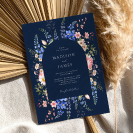 Invitación Boda de Flor Silvestre Boho Azul de la Marina mini