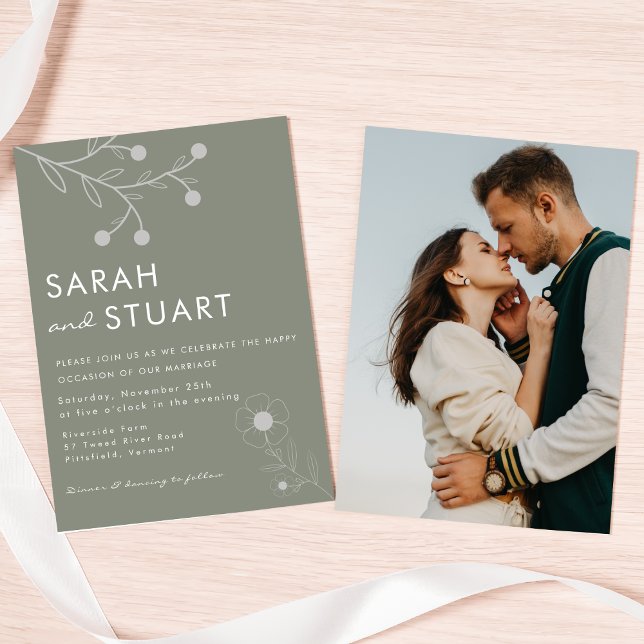 Invitación Boda de Flor Silvestre Boho Botanical Sage Green (Subido por el creador)