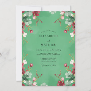 Invitación Boda de flor silvestre carmesí menta