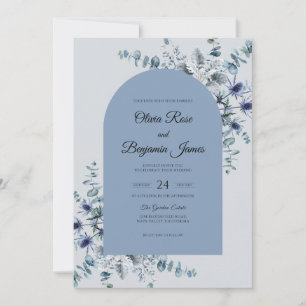 Invitación Boda de Flor Silvestre Celeste Vinca