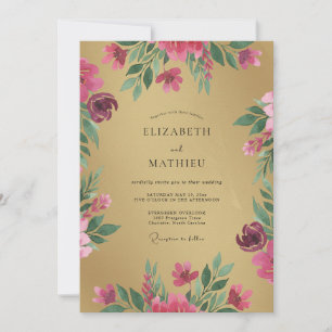 Invitación Boda de Flor Silvestre Ciruela Ócre