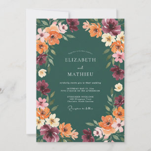 Invitación Boda de Flor Silvestre Ciruela Petrolero