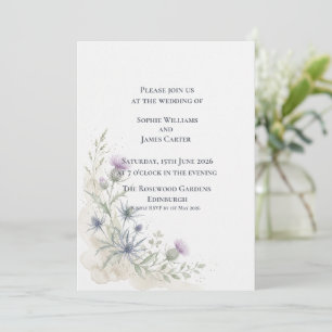 Invitación Boda de Flor Silvestre de Cardo Escocés y Eryngium