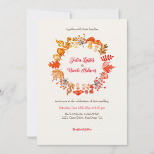 Invitación Boda de flor silvestre de hongo de otoño en el bos