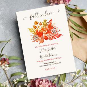Invitación Boda de flor silvestre de hongo de otoño en el bos