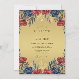 Invitación Boda de flor silvestre de mostaza carmesí