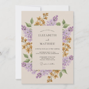 Invitación Boda de flor silvestre de mostaza lila