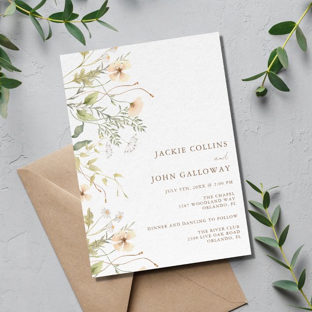 Invitación Boda de flor silvestre de primavera (Spring Wildflower Wedding Invitation)