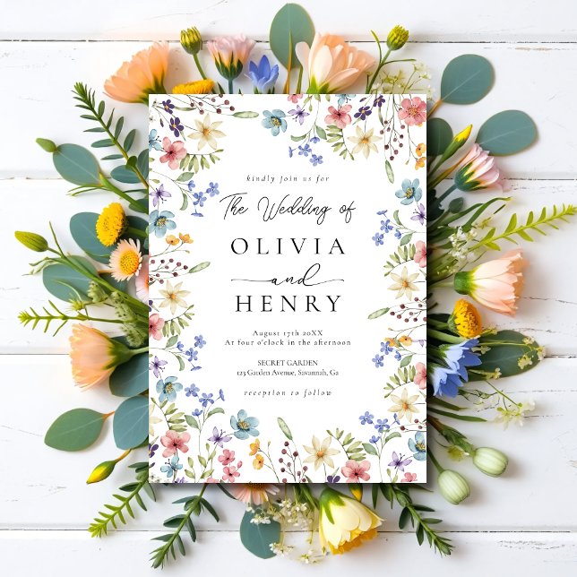 Invitación Boda de Flor Silvestre del Jardín Rústico Moderno (Subido por el creador)