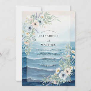 Invitación Boda de flor silvestre del océano de aciano