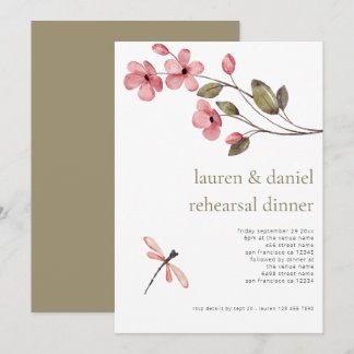 Invitación Boda de Flor Silvestre Dragonfly Ensayo Cena