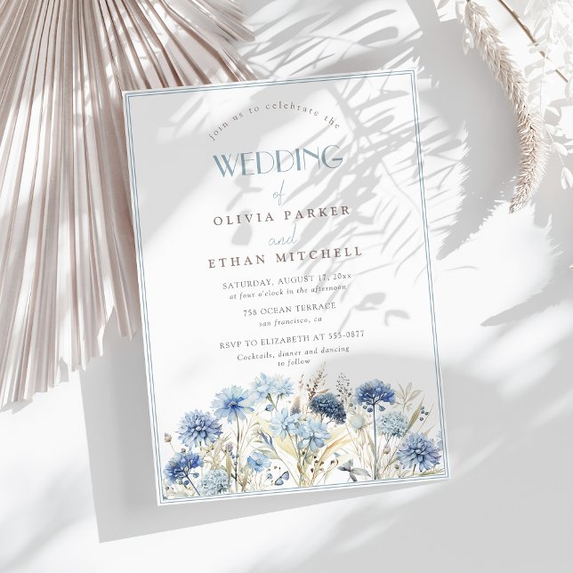 Invitación Boda de Flor Silvestre DUSTY Blue Beige (Subido por el creador)