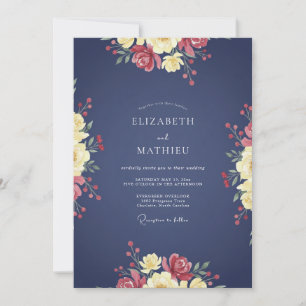 Invitación Boda de Flor Silvestre Índigo