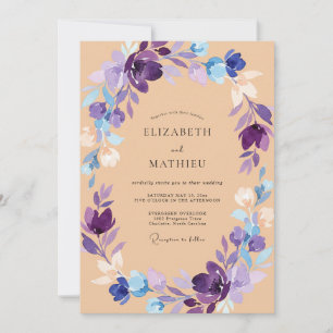 Invitación Boda de Flor Silvestre Índigo Amatista