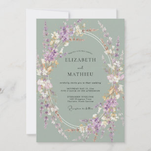 Invitación Boda de Flor Silvestre Mauve Pizarra