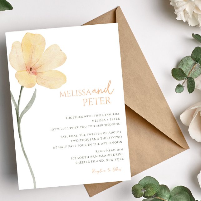 Invitación Boda de Flor Silvestre Mínimo y Moda (Subido por el creador)