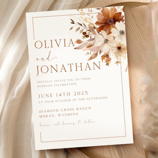 Invitación Boda de Flor Silvestre Otoño Boda Floral Boho (Subido por el creador)