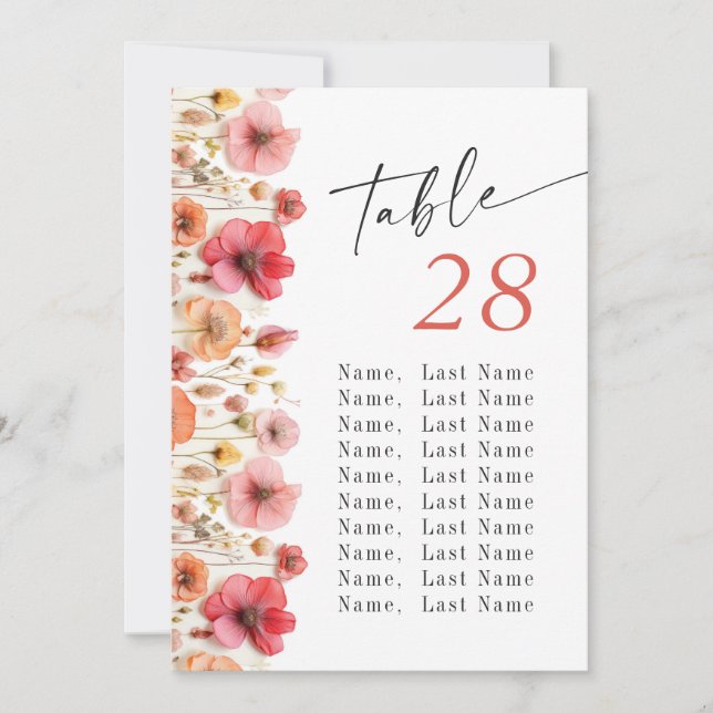 Invitación Boda de Flor Silvestre Pastel Pink Boho Número de  (Anverso)