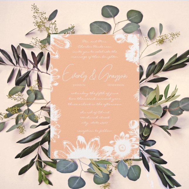 Invitación Boda de Flor Silvestre Peach Boho Bohemian (Subido por el creador)