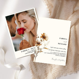 Invitación Boda de Flor Silvestre Quemado de Monograma