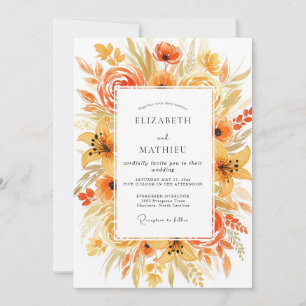Invitación Boda de Flor Silvestre Radiante de Ocre
