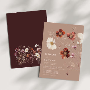 Invitación Boda de Flor Silvestre Romantic Fall Taupe