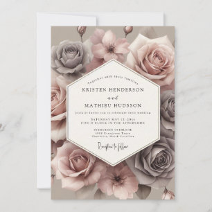 Invitación Boda de Flor Silvestre Rosa Polvorienta