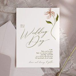 Invitación Boda de Flor Silvestre Rubor de caligrafía minimal