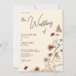 Invitación Boda de Flor Silvestre Rusal Boho Butterfly Fall