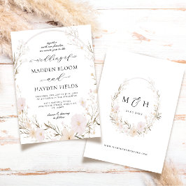 Invitación Boda de Flor Silvestre Rustic Neutral Boho Floral