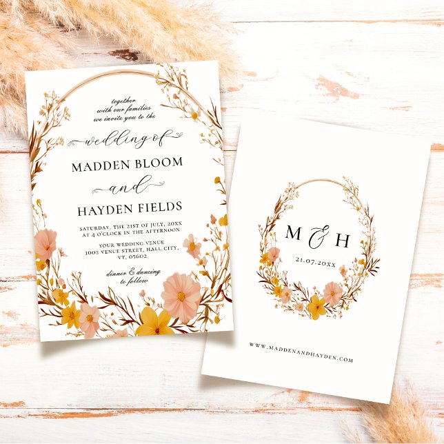 Invitación Boda de Flor Silvestre Rustic Neutral Boho Floral (Subido por el creador)