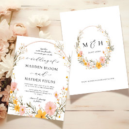 Invitación Boda de Flor Silvestre Rustic Neutral Boho Floral